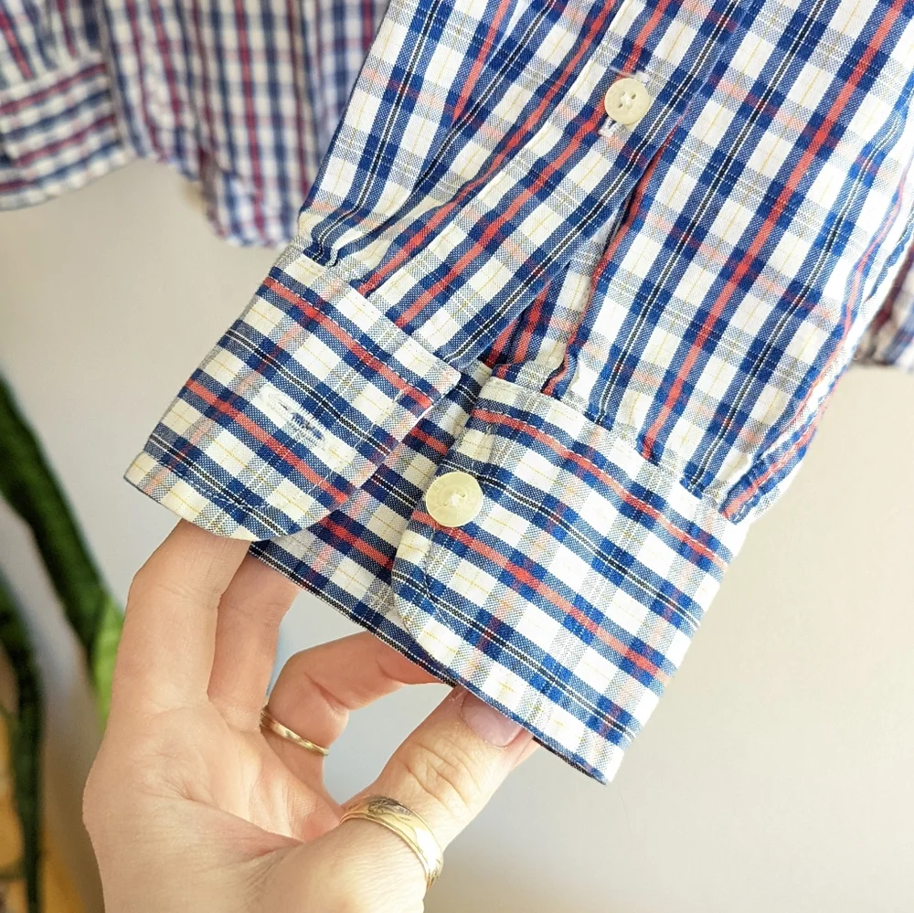 J. Crew | Sunwashed Oxford | Men's Plaid Long Sleeve Button Front Shirt